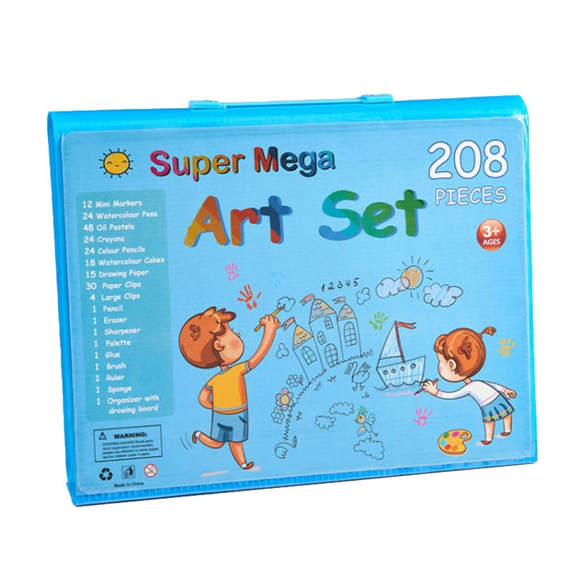 Product image KAHASIL - Pensil Warna Crayon Krayon Kerayon Set 208 Pcs Lengkap Alat Melukis Menggambar Mewarnai 208 PCS BIRU